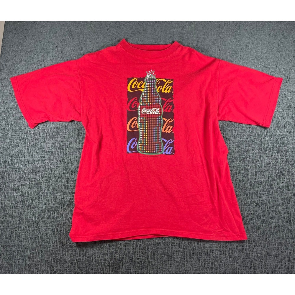 Vintage 1997 Coca-Cola Graphic T-Shirt Red Mens Large Made in USA 90s Coke VTG